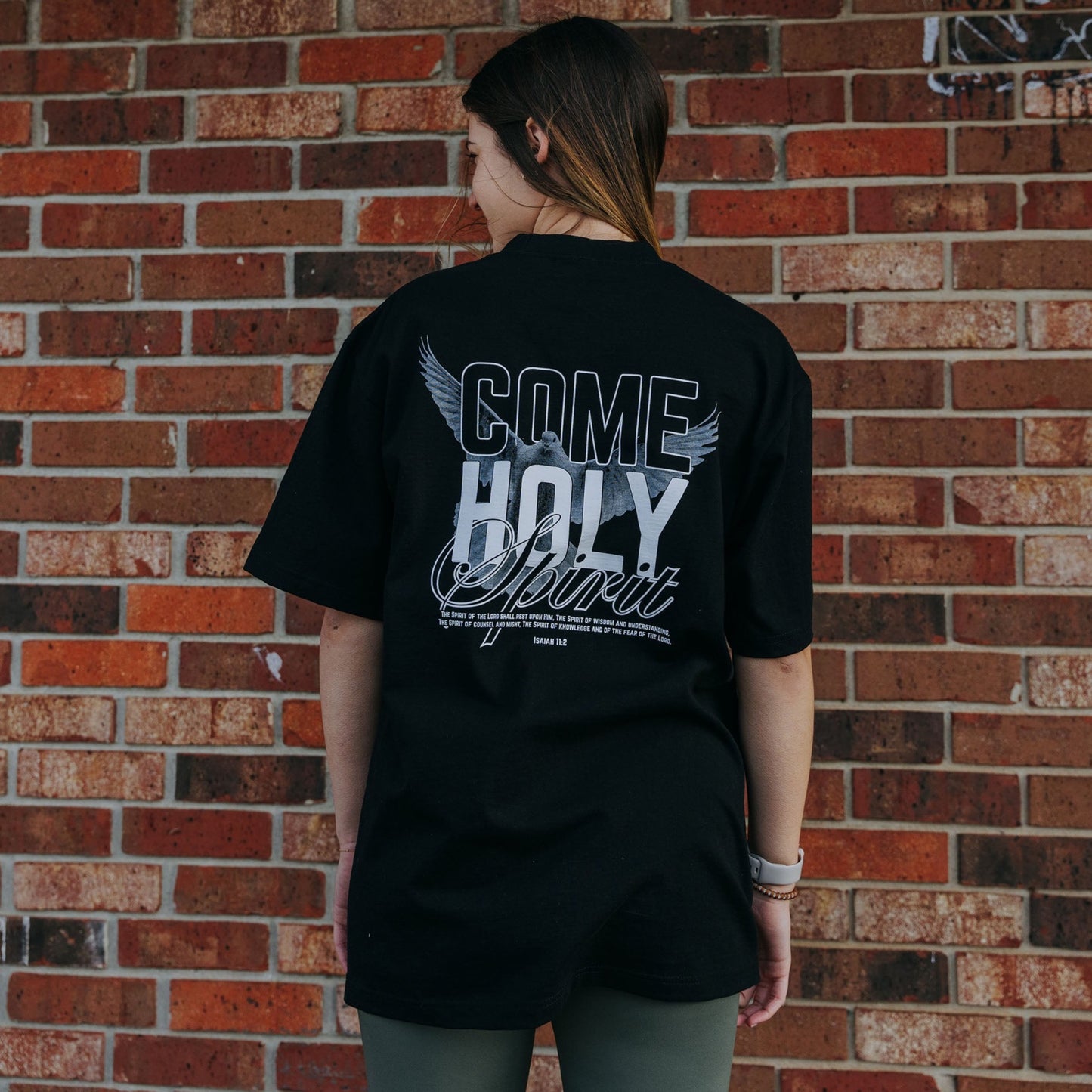 Black 'Come Holy Spirit' Oversized Tee